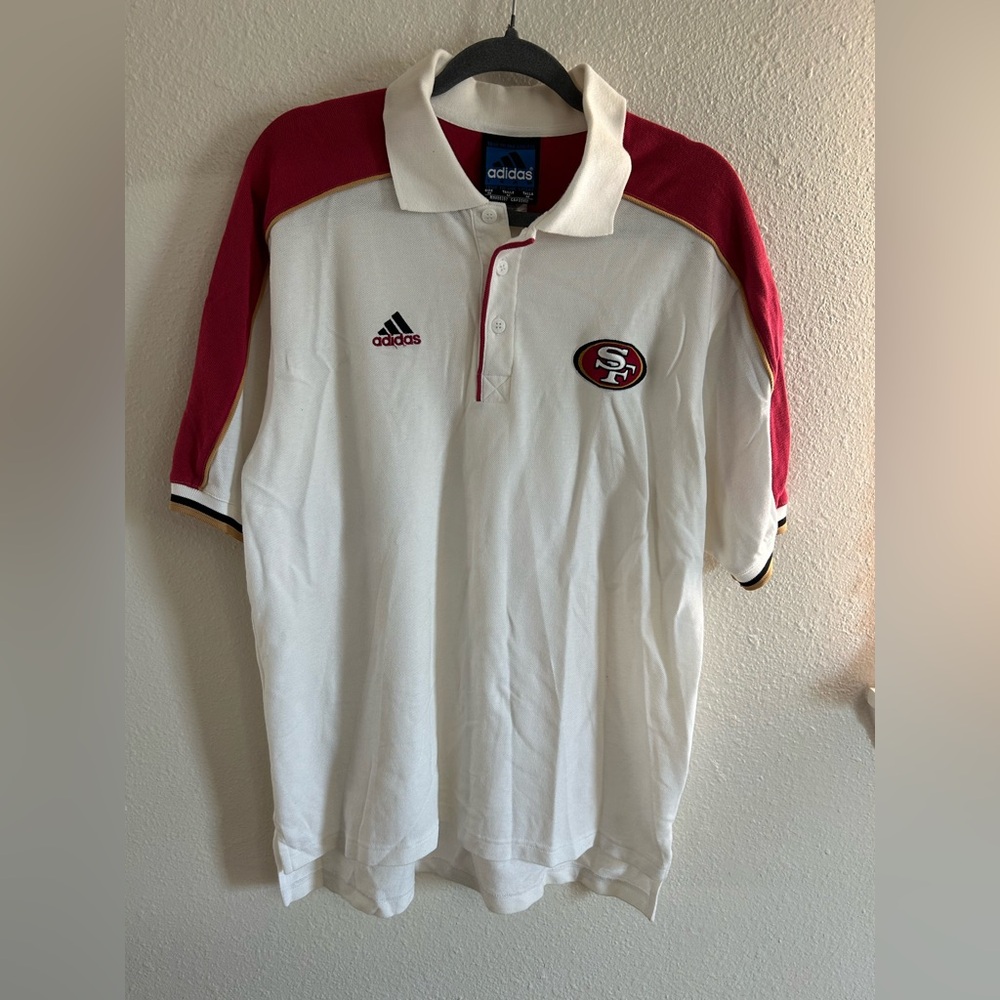 Vintage Adidas San Francisco 49ers Embroidered Polo Tshirt Mens Size M